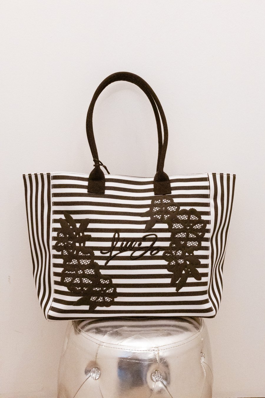 Liu Jo Borsa righe bianche nere con pizzo