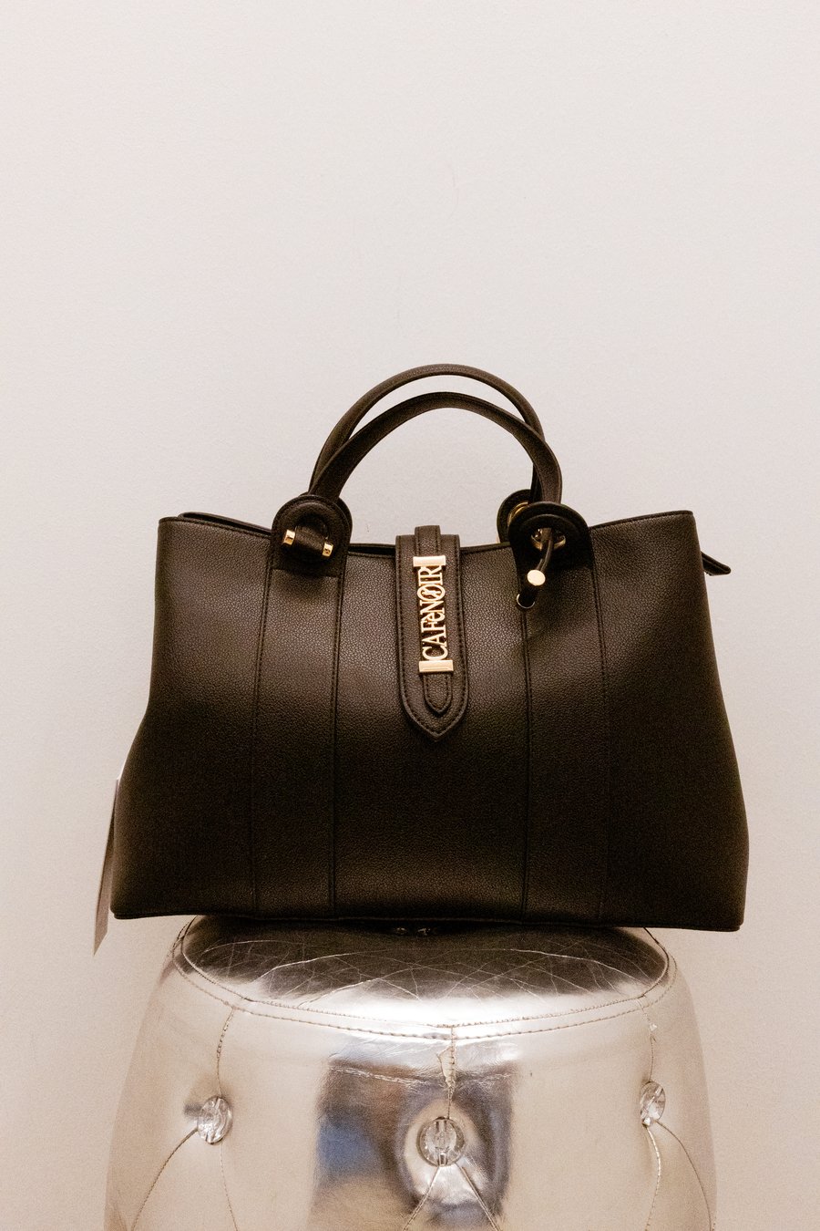 CAFèNOIR tote nera con logo gold
